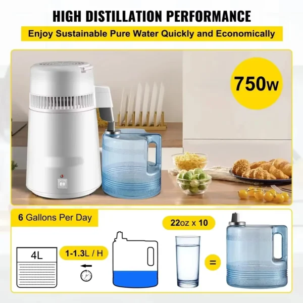 Sihao 4L Pure Water Distiller Purifier Filter Dispenser Heating Drinking Bottle Softener 304 Stainless Steel Home Appliance - Bild 5