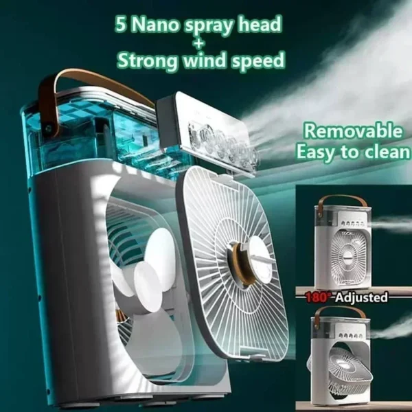 New 3 In 1 Fan AIr Conditioner Household Mini Air Cooler LED Night Light Portable Humidifier Air Adjustment Fan Office Home Fan - Bild 4