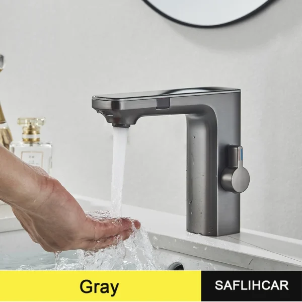 White Smart Daul Sensor Bathroom Basin Faucet Hot Cold Water Mixer Deck Mount  Bathroom Sink Faucet - Bild 9