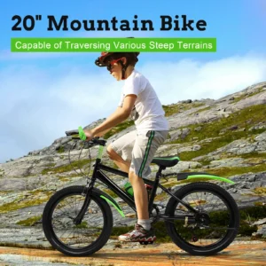 20"  7 Speeds Mountain Bike Kids Bicycle Dual-Disc Brakes Unisex Children's Bicycle Height Adjustable MTB Boys Girls Riding Bike